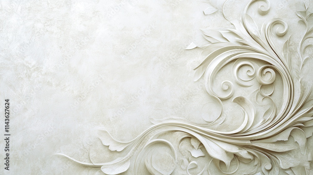 Poster Elegant light gray paper texture with intricate designs and curves suitable for various creative projects