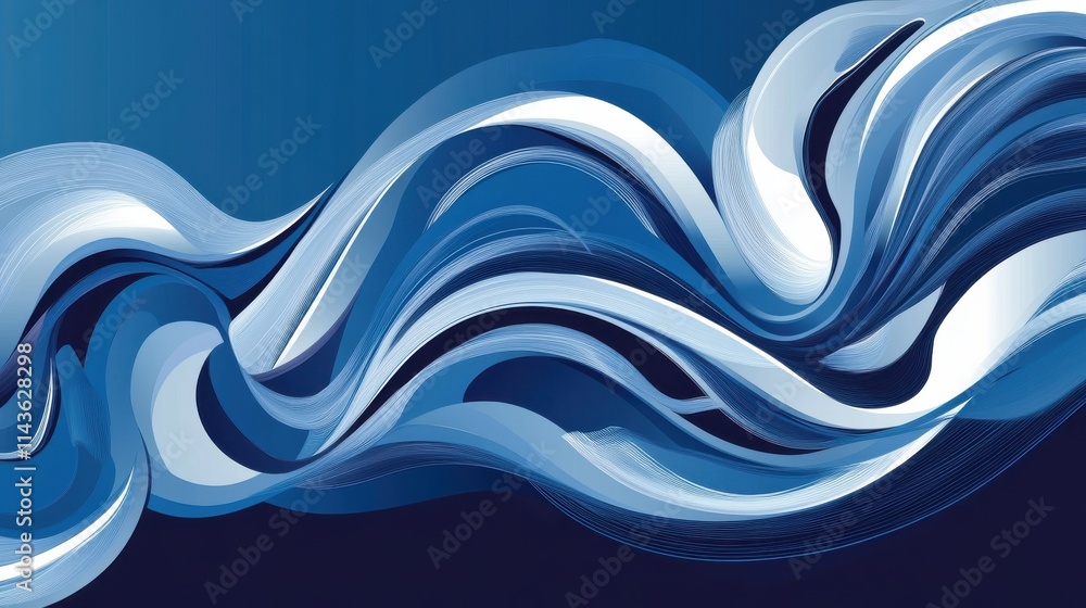 Aufkleber dynamic abstract composition featuring flowing blue waves on a dark background for visual inspiratio
