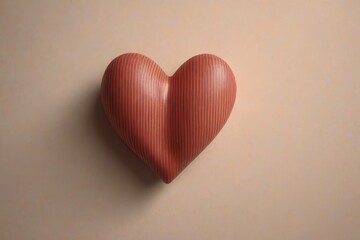 Fototapeta premium there is a red heart shaped object on a beige surface