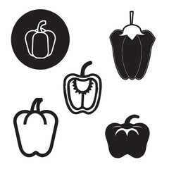 Bell Pepper,food, apple, vegetable, sweet, fresh, leaf, health, vegetarian vector design icon symbol 