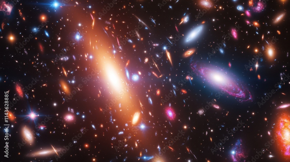 Poster exploration of a vibrant deep-space galaxy with billions of stars and swirling nebulae captured in c