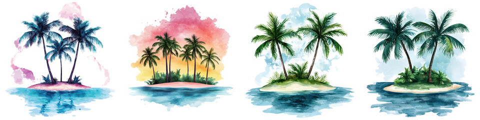 Obraz premium Tropical Island Sunset and Sunrise Coastal Landscape Scenic Seascape Nature Views
