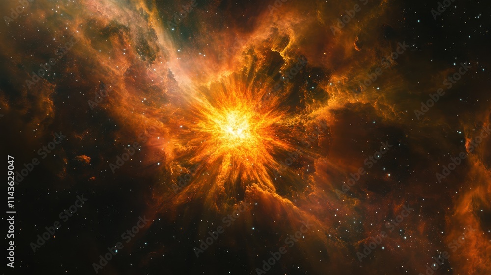 Aufkleber stunning supernova explosion illuminating the cosmos with vibrant colors and intricate patterns