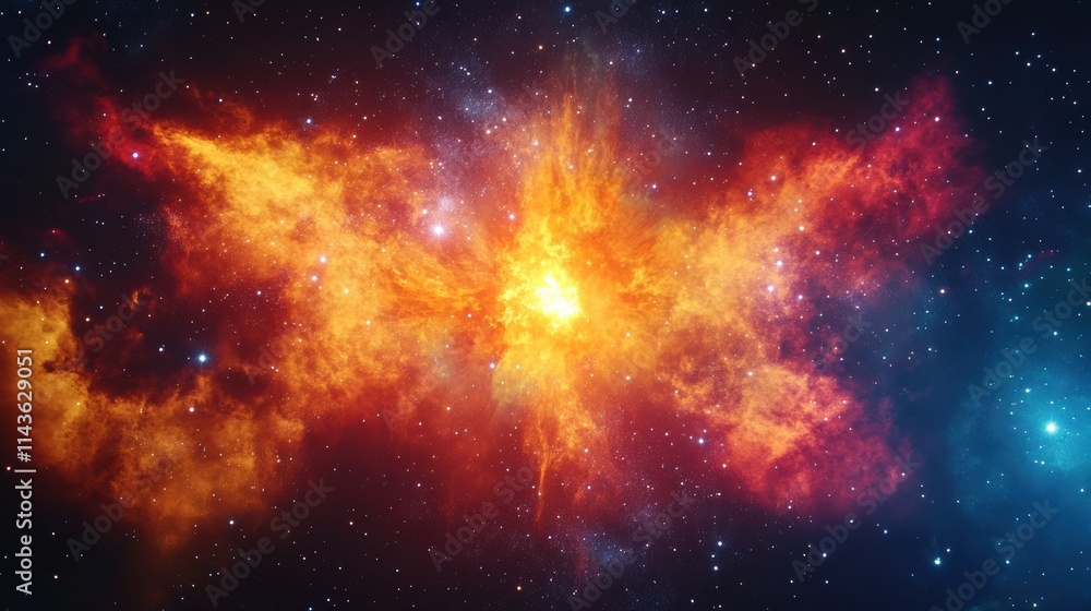 Poster Cosmic explosion of color showcases a brilliant supernova in the vast universe