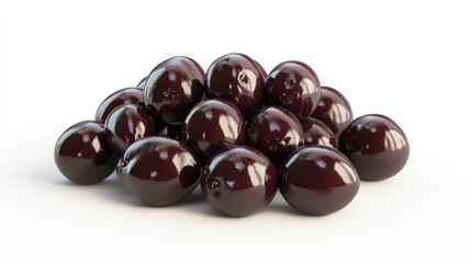 Pile of Shiny Dark Red Plums on White Background - 3D Render