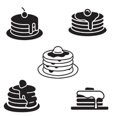 Pancake,cake, chocolate, celebration, bakery, strawberry, fruit, cream, birthday vector design icon symbol  