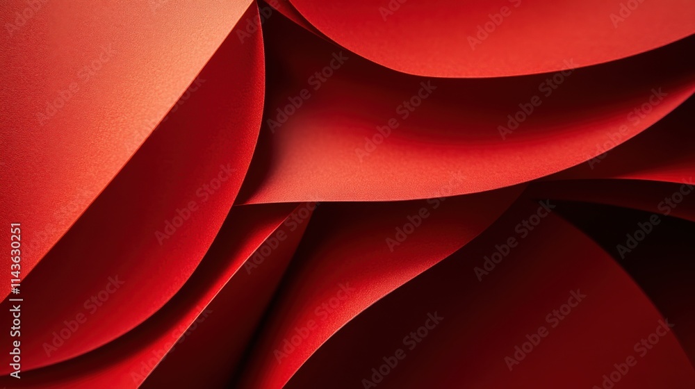 Poster bold red textured paper with a luxurious velvet appearance showcasing elegant curves and folds in a 