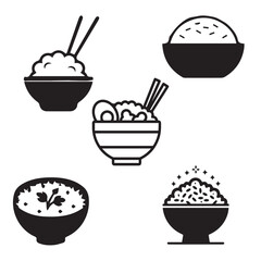 Rice Bowl,food, coffee, cup, soup, restaurant, drink, plate, hamburger, kitchen vector design icon symbol 