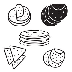 Tortilla,food, chocolate, dessert, sweet, cheese, healthy, fruit vector design icon symbol 