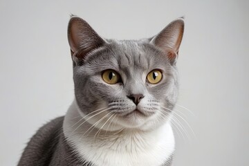 Obraz premium there is a gray and white cat with a white collar
