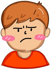 A boy with frown face 