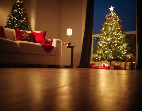 christmas tree with gifts and decorations