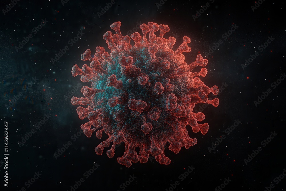 Aufkleber a detailed 3d representation of a virus, showcasing its structure with spikes, highlighting its micr
