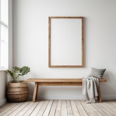 Minimalist Interior Design Featuring Wooden Bench and Frame