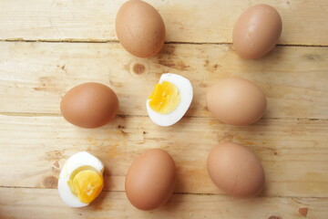 eggs on wooden table