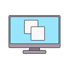 Desktop Monitor Icon Illustration in Flat Style. Perfect for design projects, print shops, or creative materials representation.