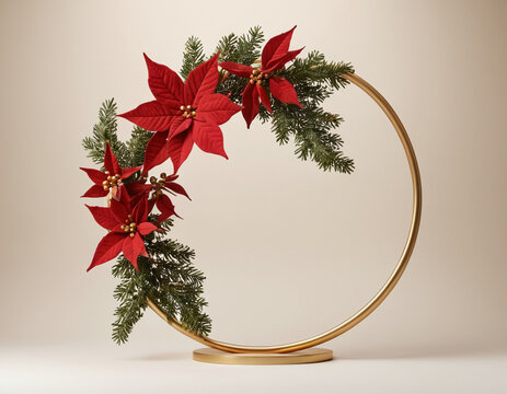 christmas wreath with bells and holly