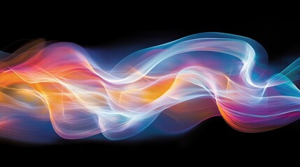 abstract design vibrant colors and fluid shapes. It showcases dynamic interplay of swirling forms in shades of pink, orange, blue, and purple, creating a sense of movement and energy.