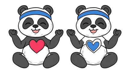 Naklejka premium A Minimalist Children's Coloring Book Illustration with a Heart and Blue Headband