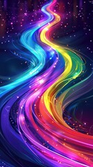 Obraz premium Captivating abstract art with mesmerizing swirls of vibrant iridescent color and light dancing through a dreamlike futuristic cosmic landscape This visually stunning