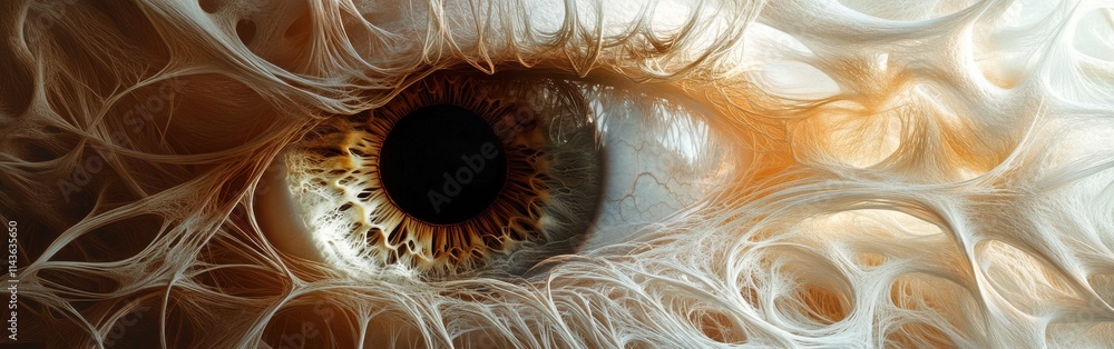 Poster close-up view of a human eye showcasing intricate details and unique texture