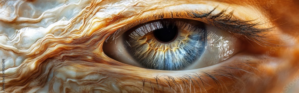 Aufkleber close-up view of a striking human eye showing intricate patterns and vibrant colors captured in natu