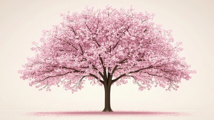 Fototapeta premium A solitary blossoming cherry tree in springtime