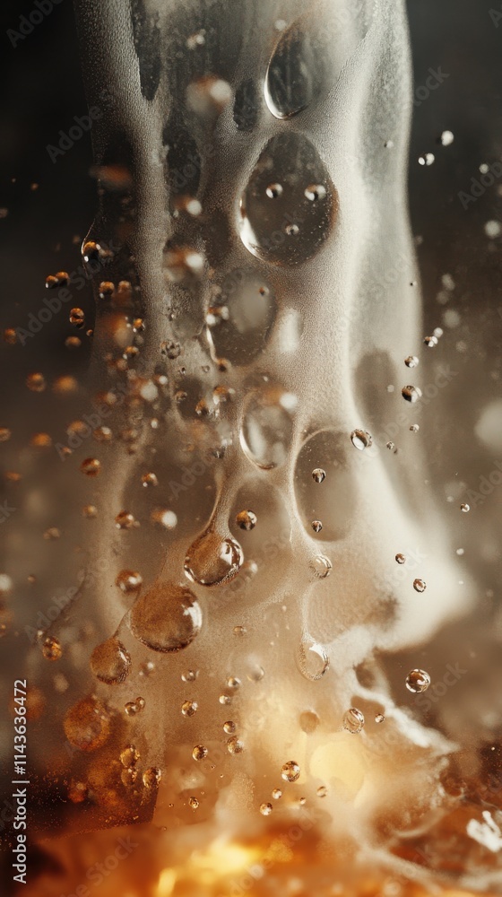 Leinwandbilder close-up of burning ember with smoke and droplets creating a captivating visual effect