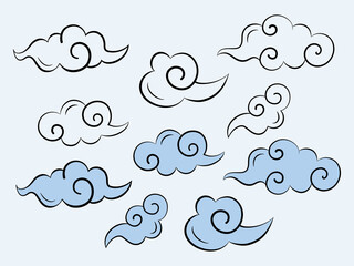 East Asian Style Traditional Decorative Clouds Vector Set