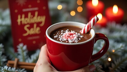 Winter Cocoa Drink with Candy Cane