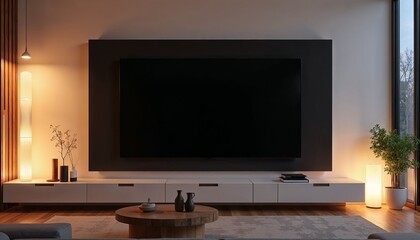 Fototapeta premium Flat-screen TV in bright modern living room