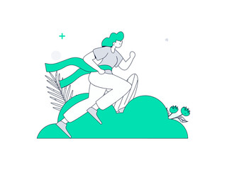 People exercising healthy running vector internet operation illustration
