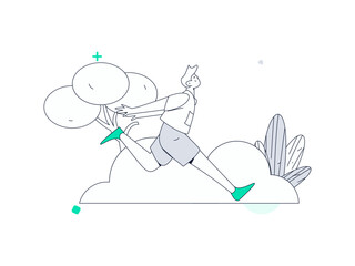 People exercising healthy running vector internet operation illustration
