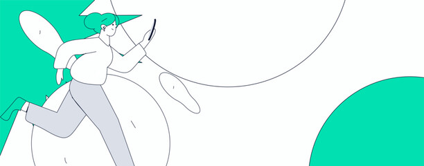 People exercising healthy running vector internet operation illustration
