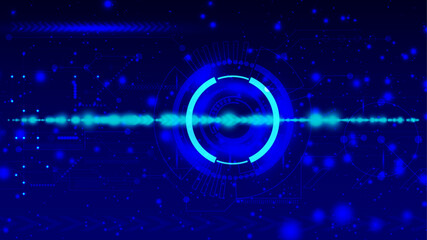 Digital technology banner green blue background concept with technology light effect abstract tech innovation future data internet network Ai big data lines dots connection illustration vector