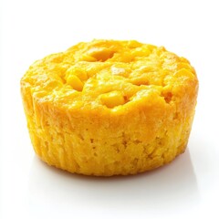 A freshly baked and fluffy corn muffin or cupcake isolated on white background