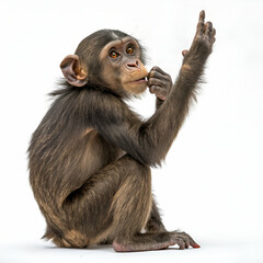 Naklejka premium Playful monkey isolated on a white background, perfect for wildlife illustrations, digital designs, and educational materials.