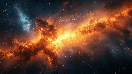Fototapeta premium Fiery Nebula Cosmic Cloud Formation In Space