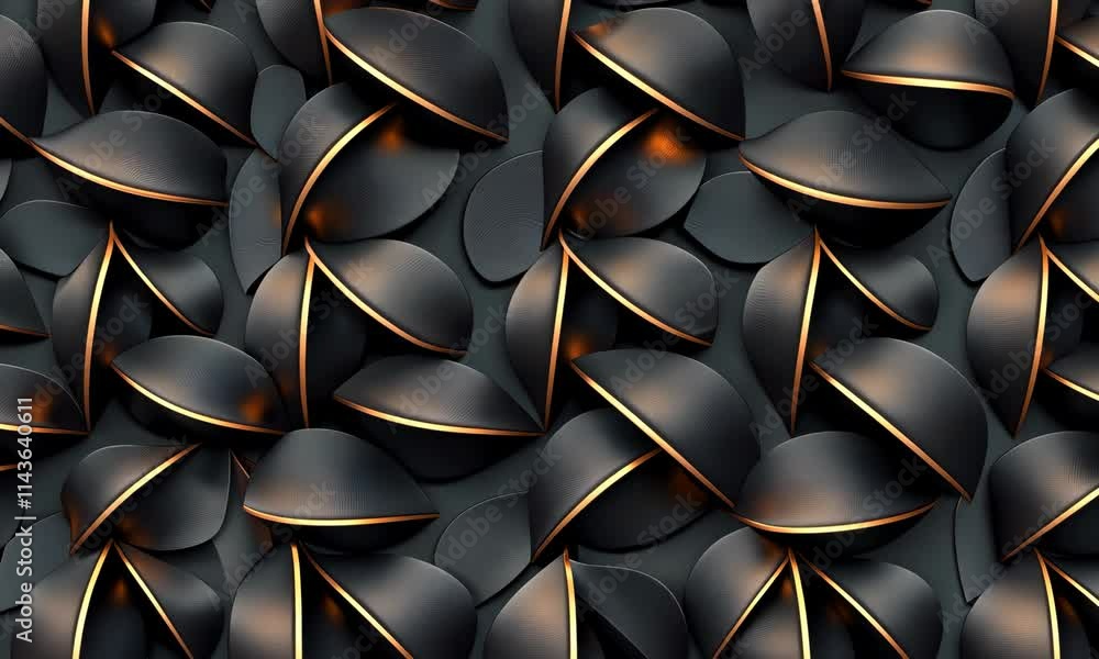 Poster abstract image of overlapping circular shapes with black and copper tones