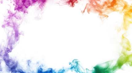 abstract colorful smoke frame isolated on transparent background the colors are vibrant and create a whimsical. dreamlike atmosphere the smoke is swirling and flowing. creating a sense of movement and