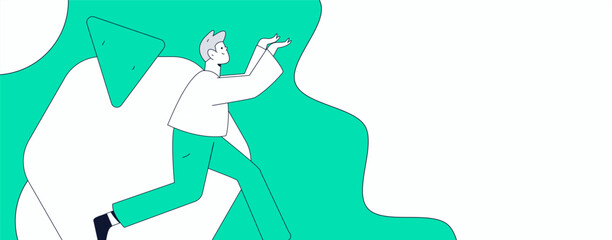 People exercising healthy running vector internet operation illustration
