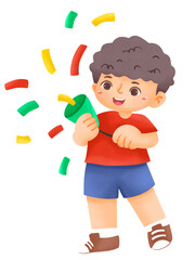 Cute Little Boy Holding Confetti