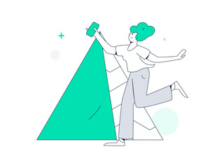 Fototapeta premium People exercising healthy running vector internet operation illustration 