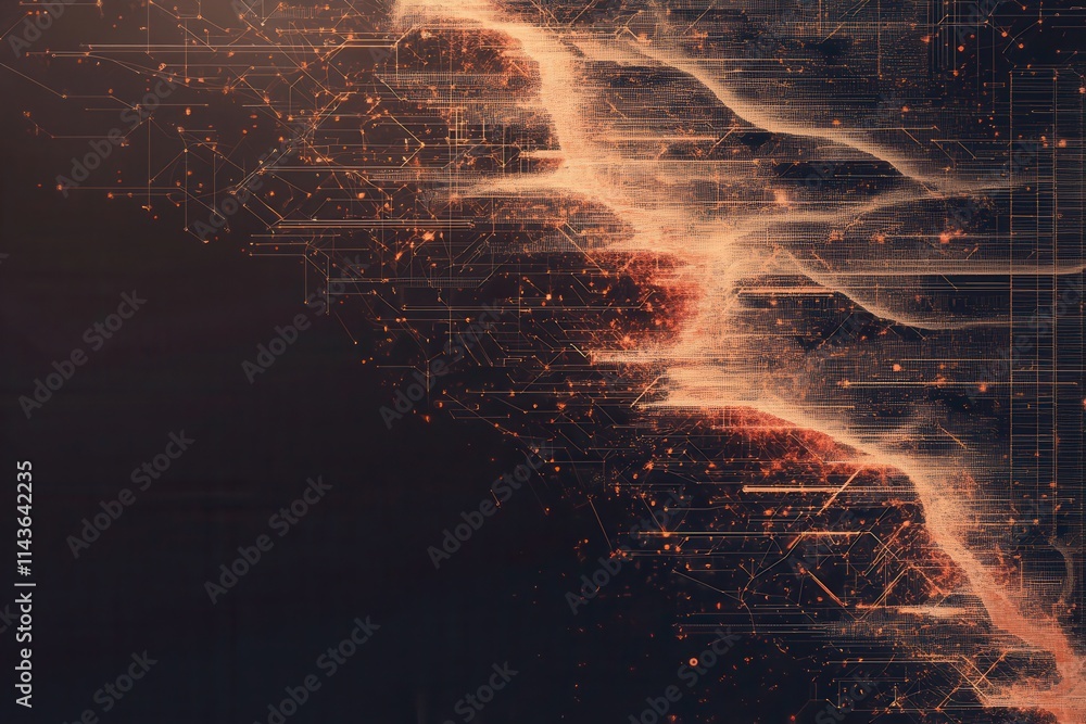 Poster An abstract visual featuring a dynamic, flowing pattern of light and lines, evoking a sense of energy and movement on a dark background.
