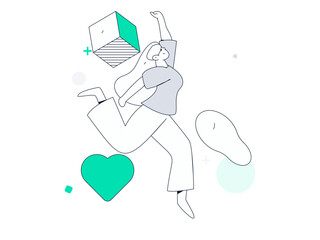 People exercising healthy running vector internet operation illustration
