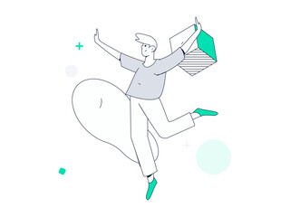 People exercising healthy running vector internet operation illustration
