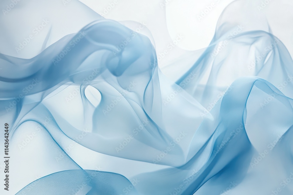 Aufkleber a soft and abstract image of blue smoke swirling and diffusing against a white background
