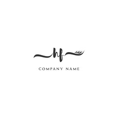 Minimalist HF Logo Design with Abstract Feather Element
