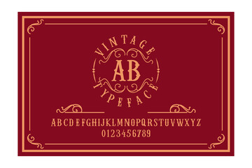 Vintage Font upper case, and numbers, for logo and packaging design, short phrases, or headlines. font vector.