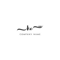 Minimalist HC Logo Design with Abstract Feather Element